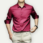 Men wrinkle free button down dress shirt long sleeve classic collar