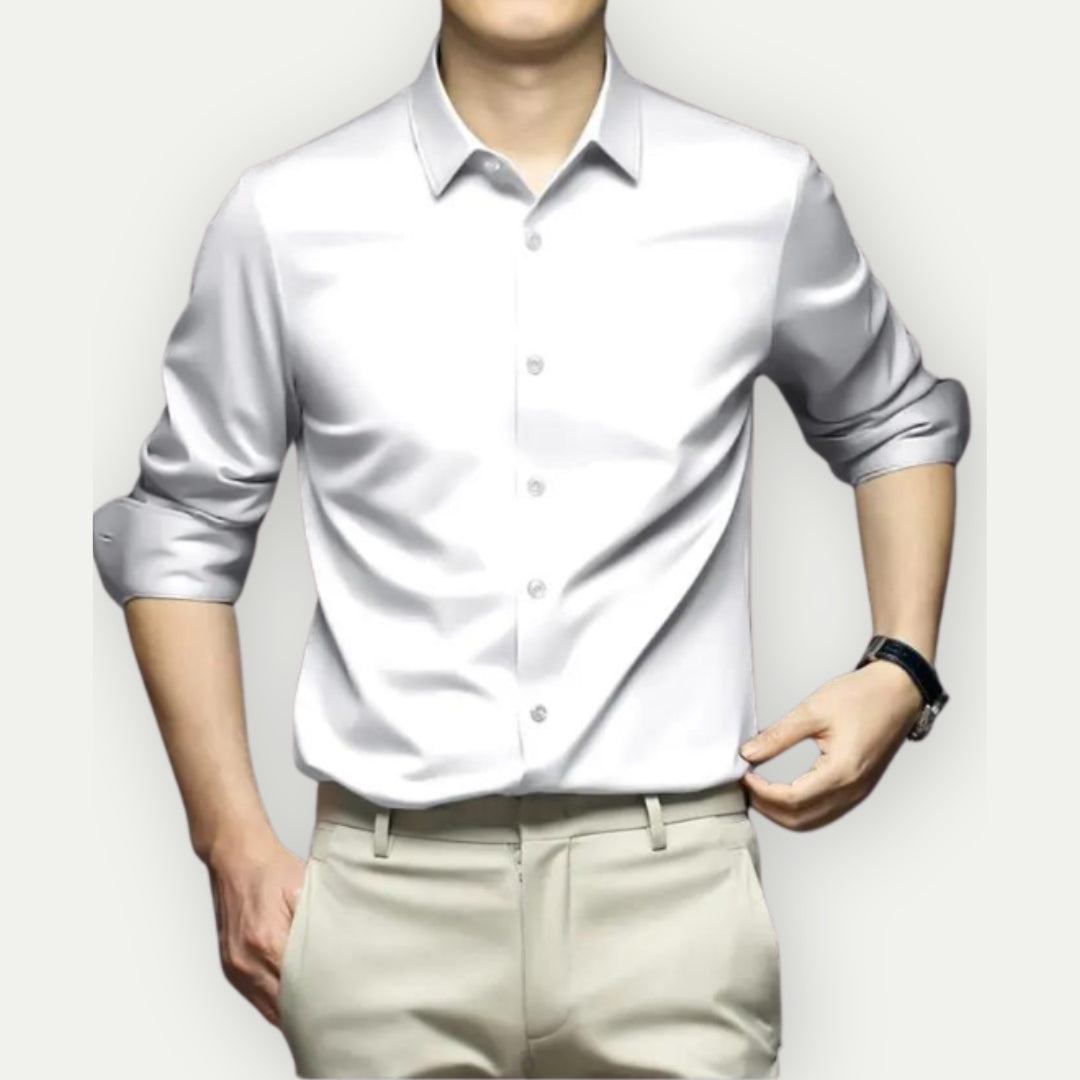 Men wrinkle free button down dress shirt long sleeve classic collar