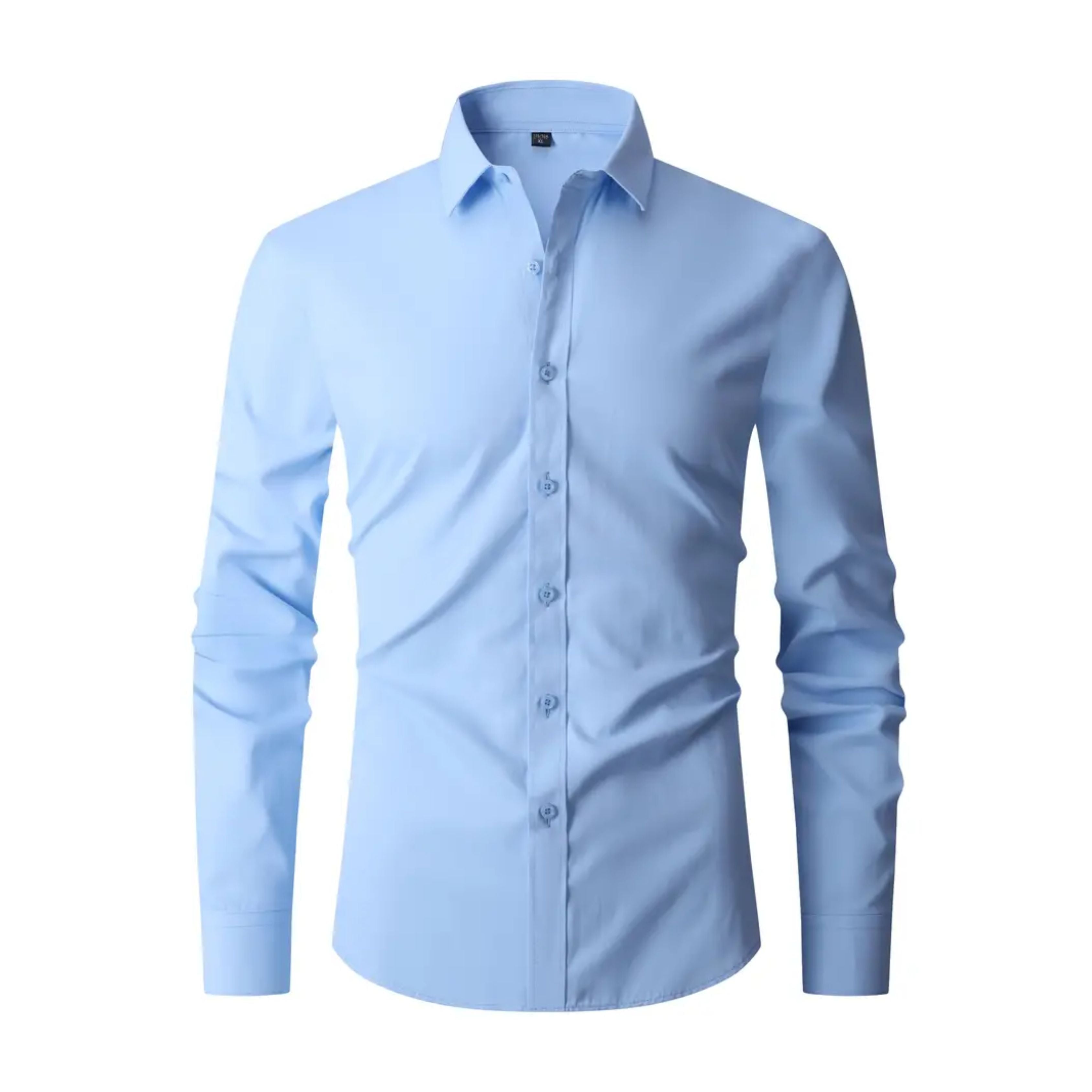 Men wrinkle free slim fit button up shirt in multiple colors