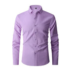 Men wrinkle free slim fit button up shirt in multiple colors