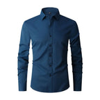Men wrinkle free slim fit button up shirt in multiple colors