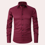 Men slim fit stretch dress shirt wrinkle free button up long sleeve