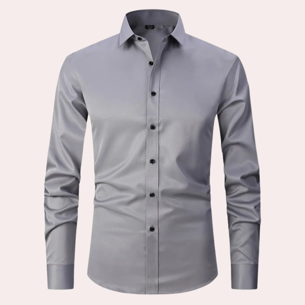 Men slim fit stretch dress shirt wrinkle free button up long sleeve