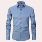 Men slim fit stretch dress shirt wrinkle free button up long sleeve