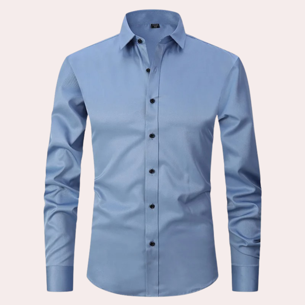 Men slim fit stretch dress shirt wrinkle free button up long sleeve