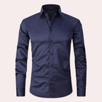 Men slim fit stretch dress shirt wrinkle free button up long sleeve