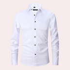 Men slim fit stretch dress shirt wrinkle free button up long sleeve