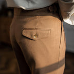Men pleated trousers adjustable waist straight fit in khaki black and brown