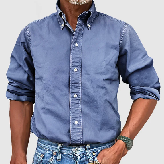 Men denim button up shirt long sleeve in multiple colors