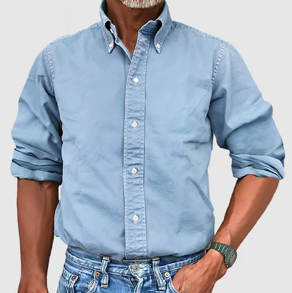 Men denim button up shirt long sleeve in multiple colors