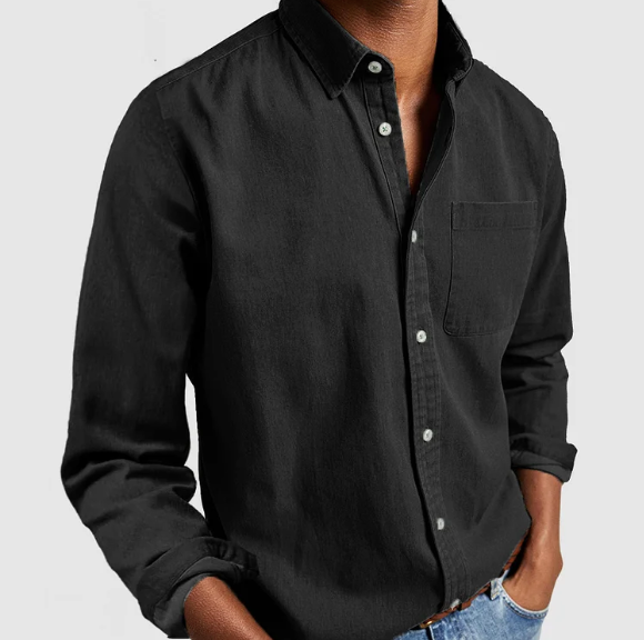 Men denim long sleeve button-up shirt casual fit available in multiple colours