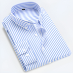 Men Oxford button-up shirt long sleeve striped classic fit