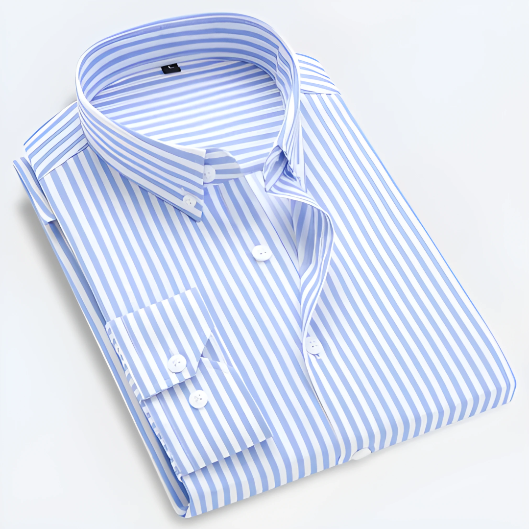 Men Oxford button-up shirt long sleeve striped classic fit