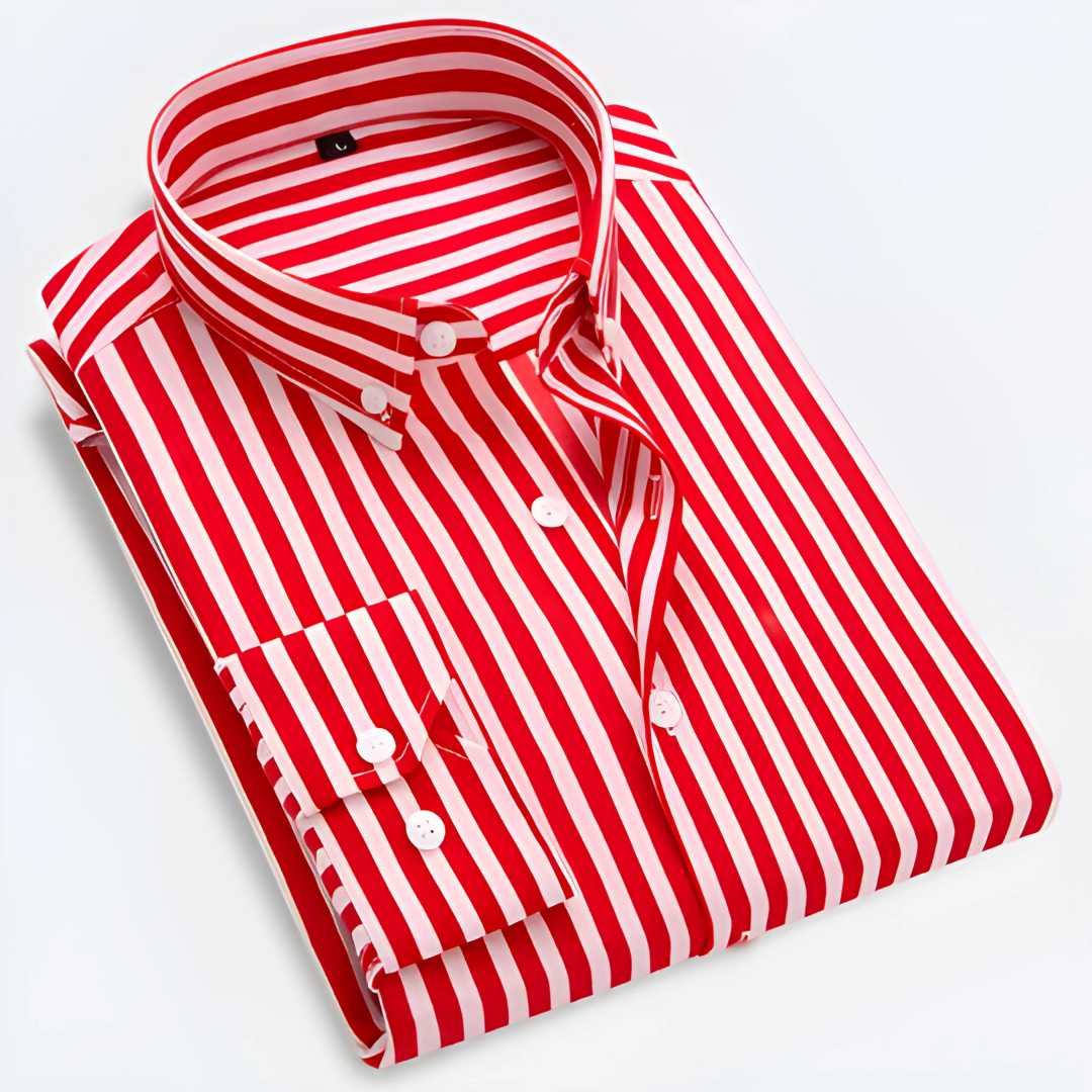 Men Oxford button-up shirt long sleeve striped classic fit