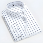 Men Oxford button-up shirt long sleeve striped classic fit