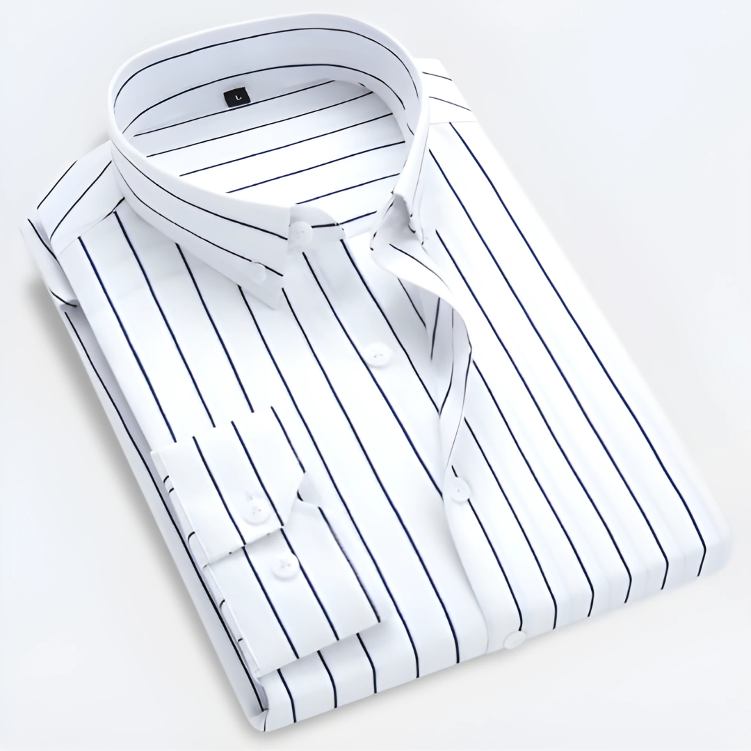 Men Oxford button-up shirt long sleeve striped classic fit