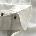 Men linen cotton button-up shirt Japanese style long sleeve in navy and grey