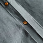 Men linen cotton button-up shirt Japanese style long sleeve in navy and grey