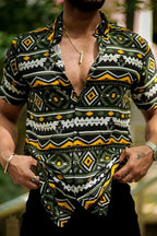 Men short sleeve printed button-up shirt in multiple colors regular fit