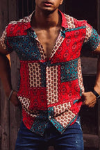Men short sleeve printed button-up shirt in multiple colors regular fit
