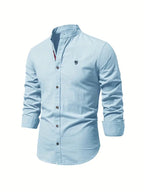 Men long sleeve button up dress shirt classic collar multiple colours