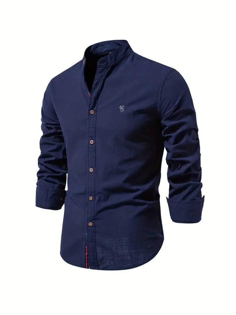 Men long sleeve button up dress shirt classic collar multiple colours