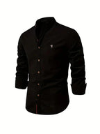 Men long sleeve button up dress shirt classic collar multiple colours