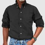 Men denim long sleeve button up shirt with collar, classic casual fit