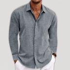 Men long sleeve button-up shirt regular fit with classic collar