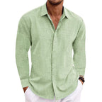 Men long sleeve button-up shirt regular fit with classic collar