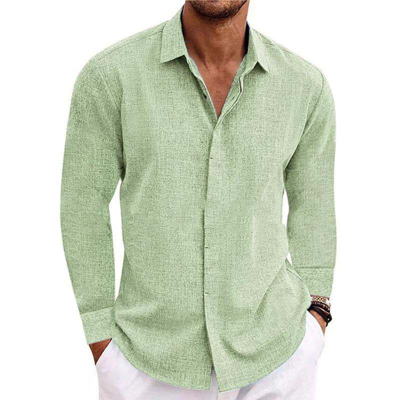 Men long sleeve button-up shirt regular fit with classic collar