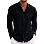 Men long sleeve button-up shirt regular fit with classic collar