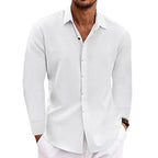 Men long sleeve button-up shirt regular fit with classic collar