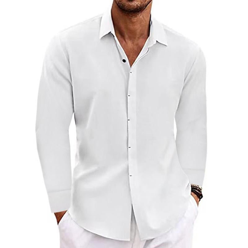Men long sleeve button-up shirt regular fit with classic collar