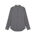 Men long sleeve button up shirt with vertical stripes and collar