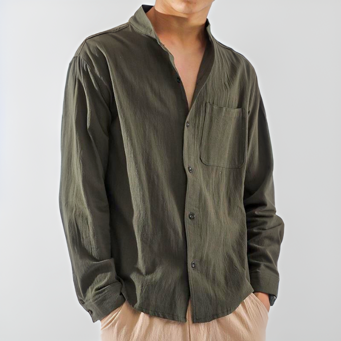 Men long sleeve button up shirt relaxed fit lightweight casual