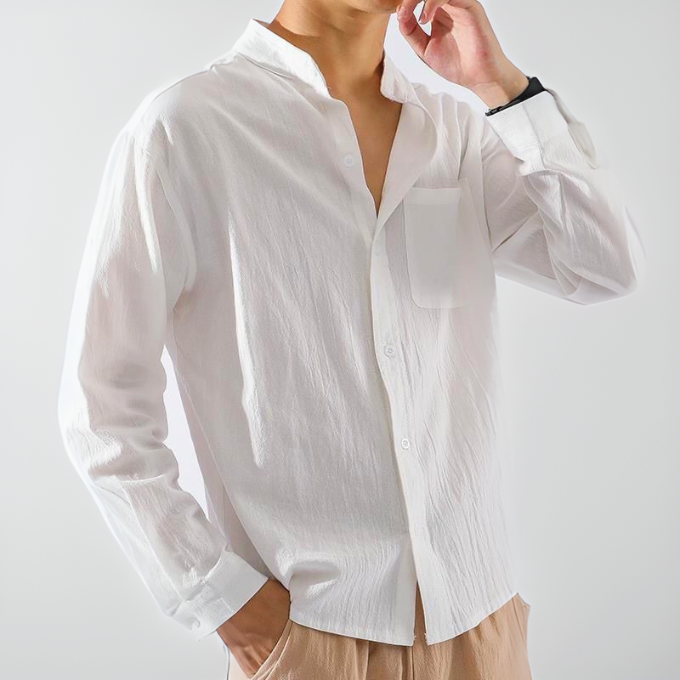 Men long sleeve button up shirt relaxed fit lightweight casual
