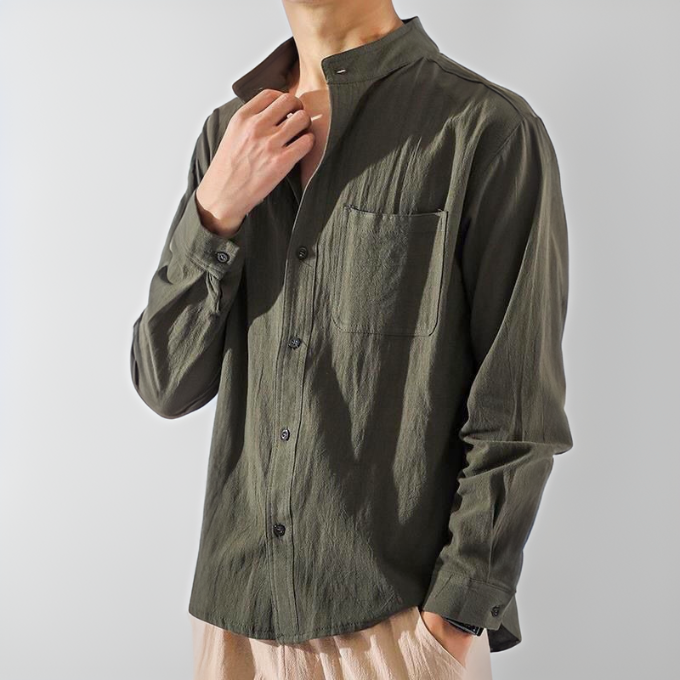 Men long sleeve button up shirt relaxed fit lightweight casual