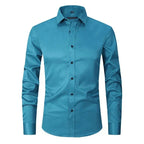 Men stretch Oxford button-up shirt wrinkle free, available in multiple colours