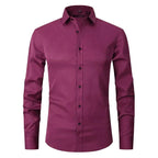 Men stretch Oxford button-up shirt wrinkle free, available in multiple colours