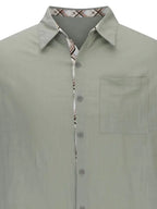Men short sleeve button-up shirt plaid graphic print with chest pocket