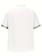 Men short sleeve button-up shirt plaid graphic print with chest pocket