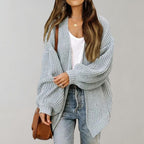 Women knit open front cardigan relaxed fit long sleeve