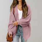 Women knit open front cardigan relaxed fit long sleeve