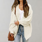 Women knit open front cardigan relaxed fit long sleeve