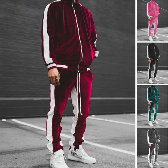 Men's Velvet Tracksuit Set | Full Zip, Soft Comfort | Six Colors
