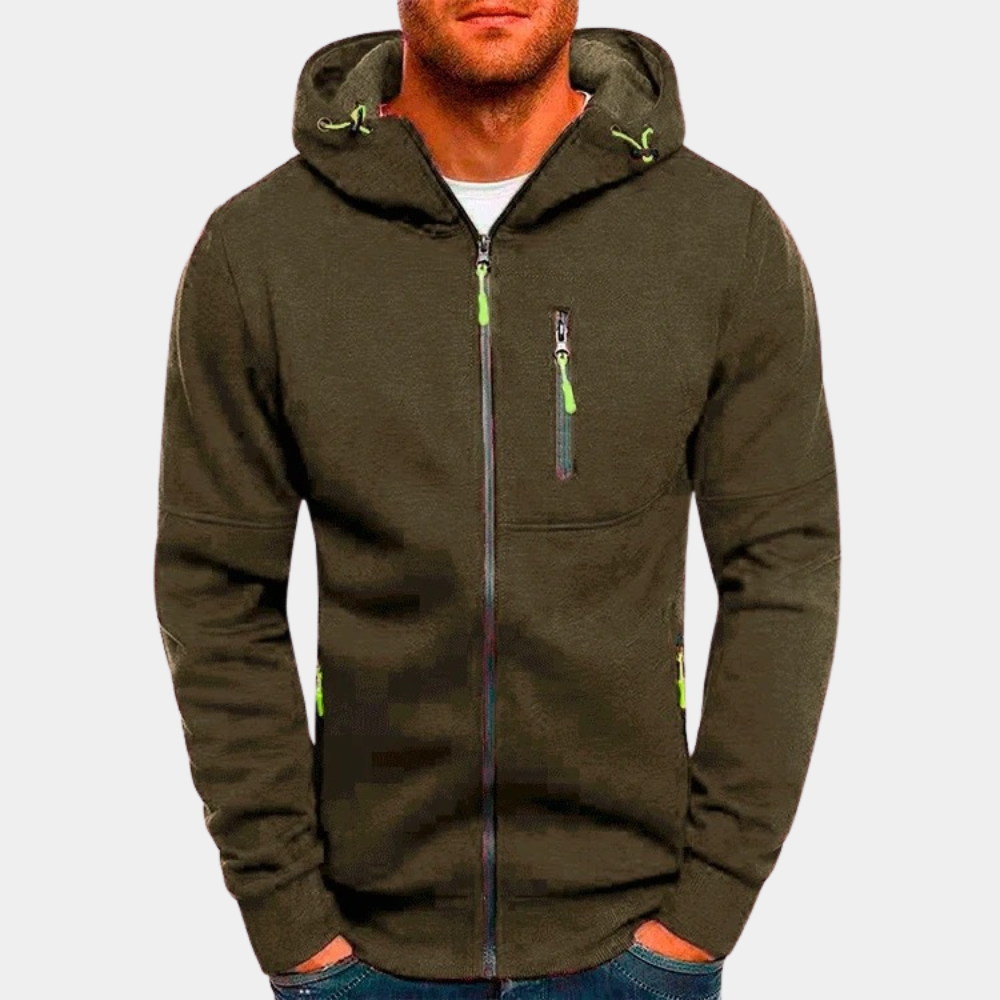 Men's zip-up hoodie relaxed fit casual lightweight full-length zipper