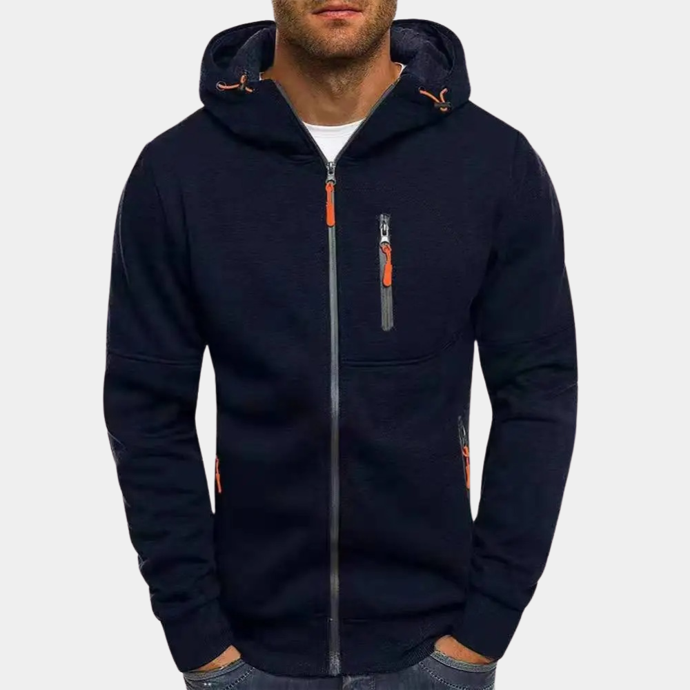 Men's zip-up hoodie relaxed fit casual lightweight full-length zipper
