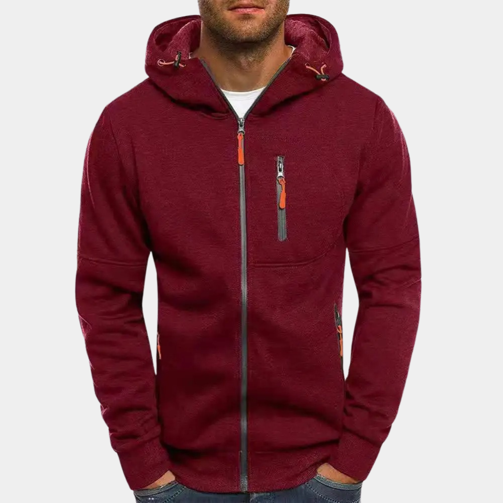 Men's zip-up hoodie relaxed fit casual lightweight full-length zipper