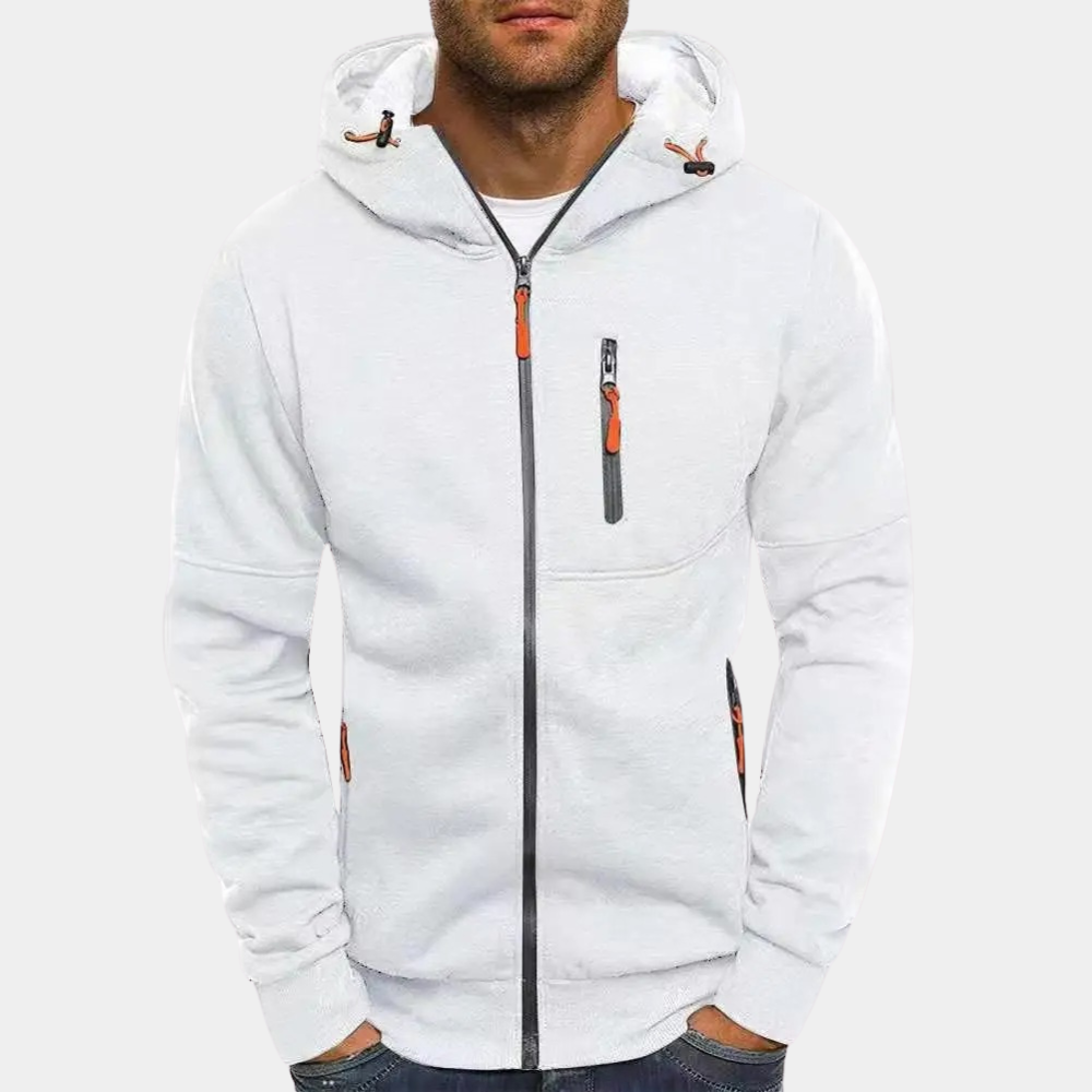 Men's zip-up hoodie relaxed fit casual lightweight full-length zipper